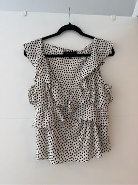 Max Studio London Polka Dot Ruffle Blouse Size Medium
